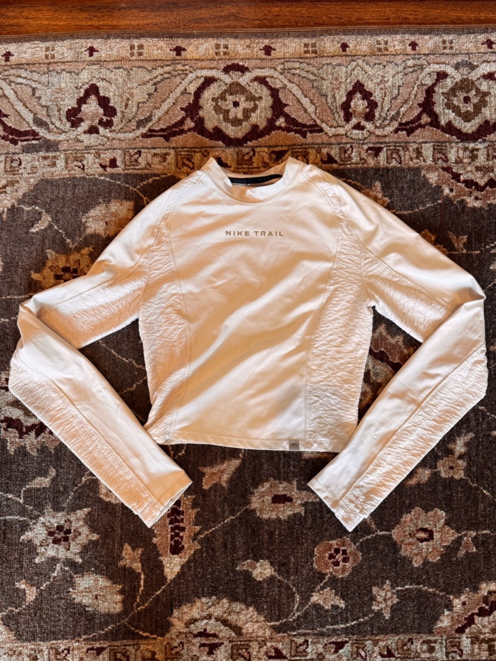 Nike Trail Long Sleeve Crew Neck Top in Off-White